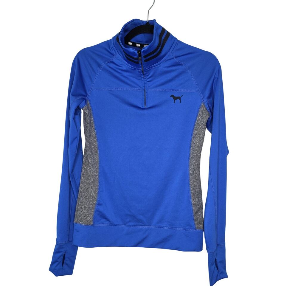 PINK Victoria's Secret Pullover Womens XS Blue Ultimate 1/4 Zip Athletic Top Gym